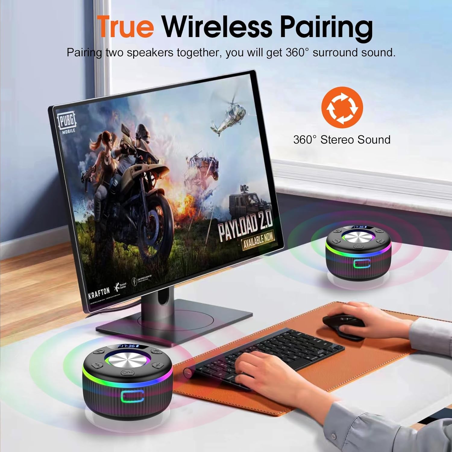 Bluetooth Shower Speaker, Portable Bluetooth 5.3 Speakers Wireless with Time Display, IP7 Waterproof Speakers with RGB Light, Suction Cup, Mini Stereo Speaker for Bathroom Party Travel Beach Outdoor