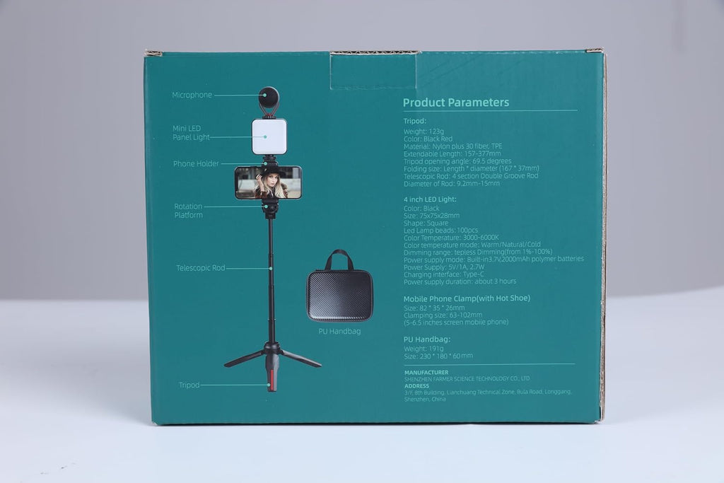 Smartphone Video Vlogging Kit with LED Light, Phone Holder, Microphone, Tripod, Carry Bag,  Youtube Starter Kit for Iphone/Android, Content Creator Kit for Video Recording Vlogging(Black)