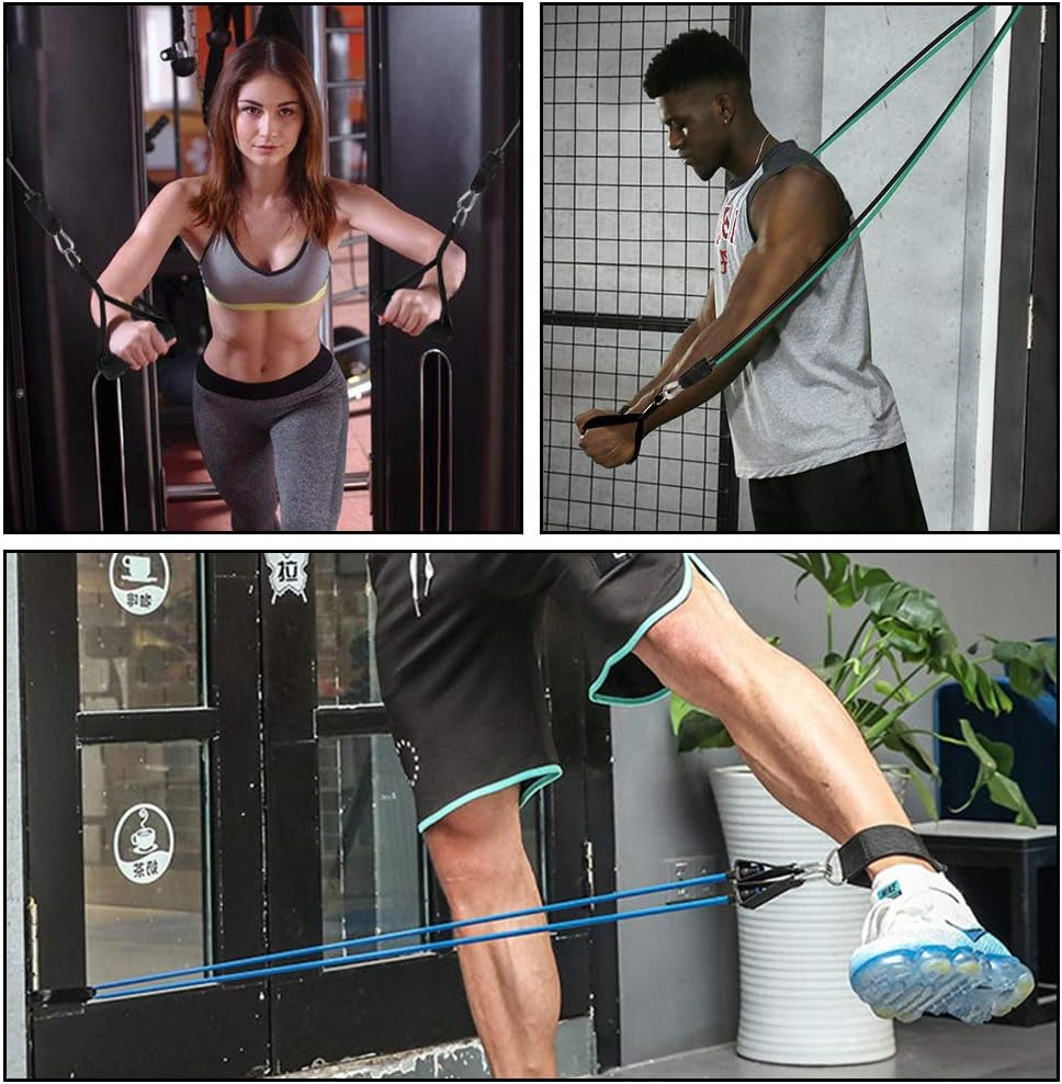 Resistance Bands Set (11 PCS) Portable Home Gym Accessories - Stackable up to 150 Lbs,Exercise with Door Anchor, Handles, Carry Bag, Legs Ankle Straps for Training, Workouts