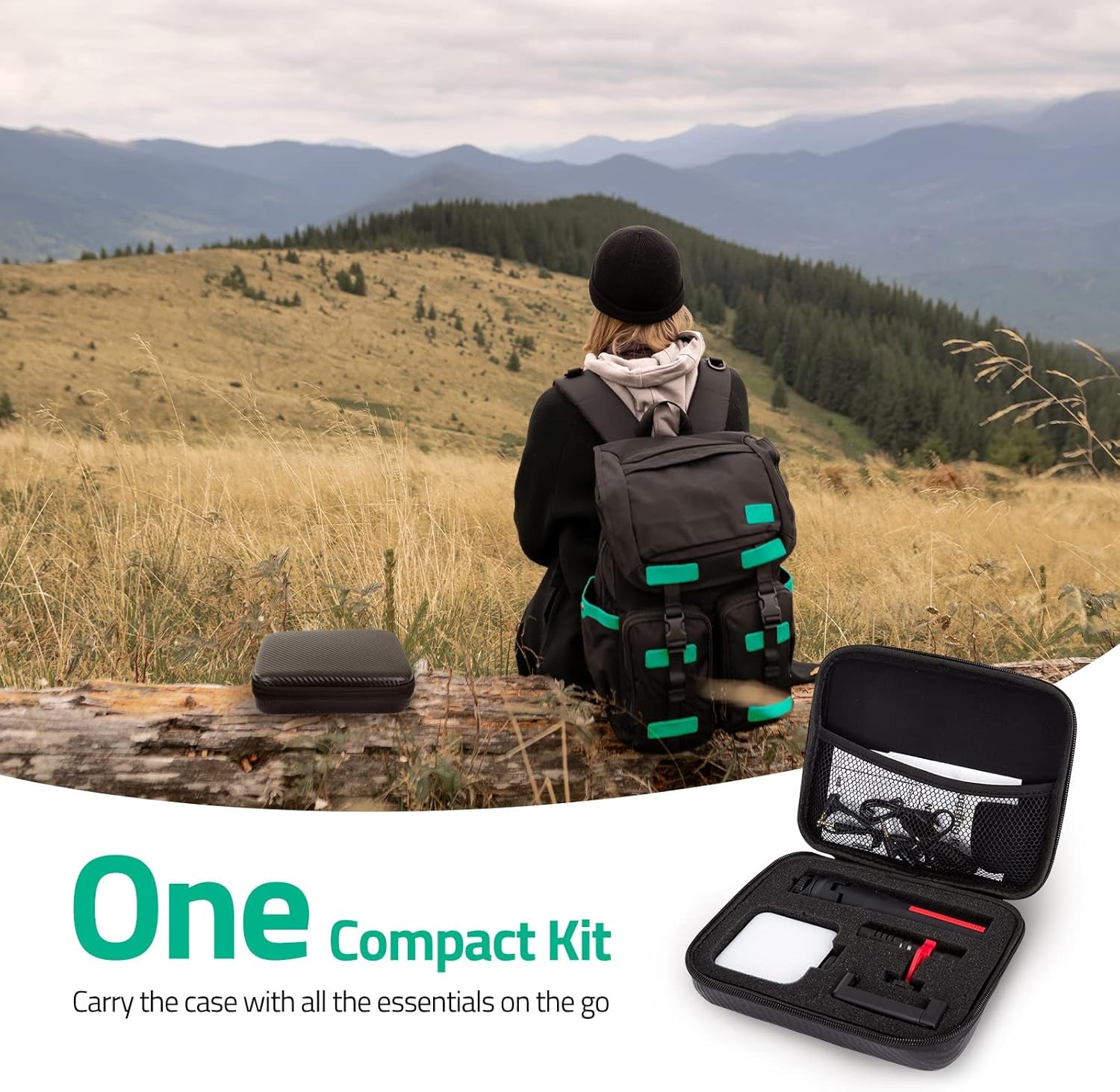 Smartphone Video Vlogging Kit with LED Light, Phone Holder, Microphone, Tripod, Carry Bag,  Youtube Starter Kit for Iphone/Android, Content Creator Kit for Video Recording Vlogging(Black)