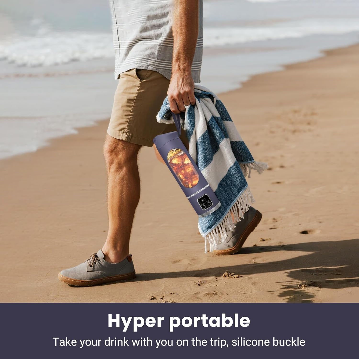 Portable Blender Personal Electric USB，500ML Portable Juicer Shakes and Smoothies Blender，Small Blenders，Mixing，Compact、Convenient and Versatile (Purple)