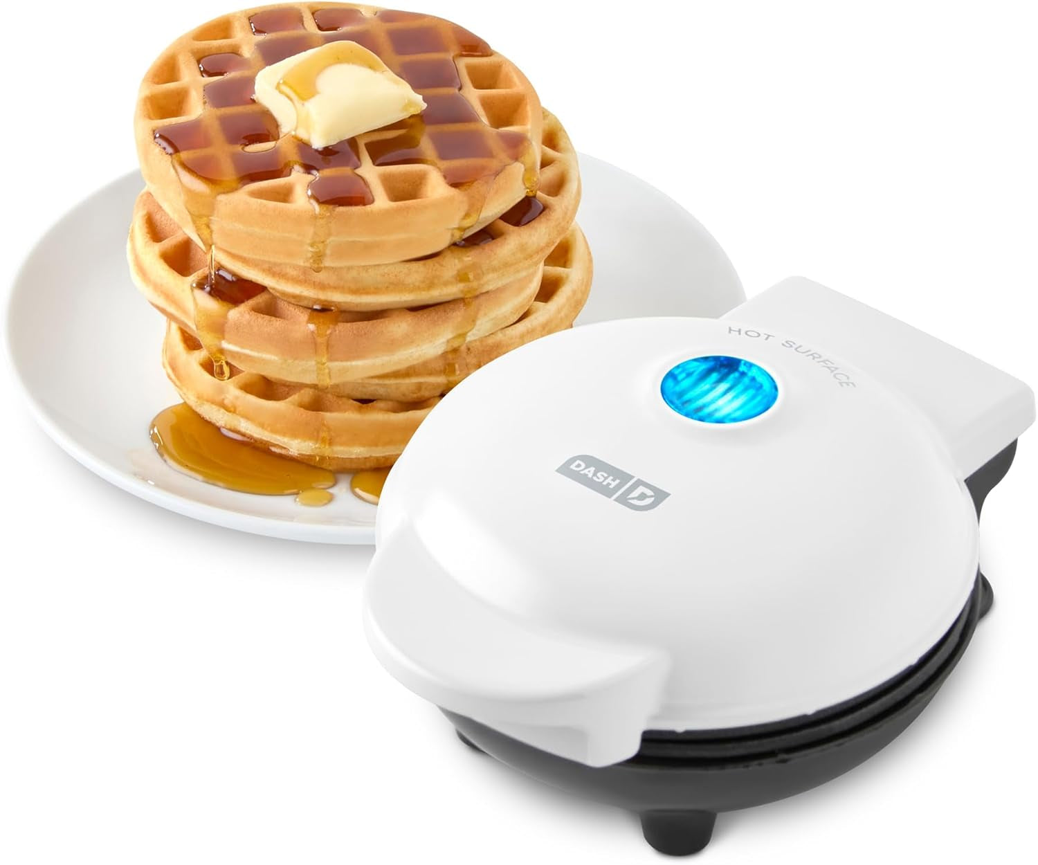 Mini Waffle Maker - 4” Waffle Mold, Nonstick Waffle Iron with Quick Heat-Up, PTFE Nonstick Surface - Perfect Mini Waffle Maker for Kids and Families, Just Add Batter (Aqua)