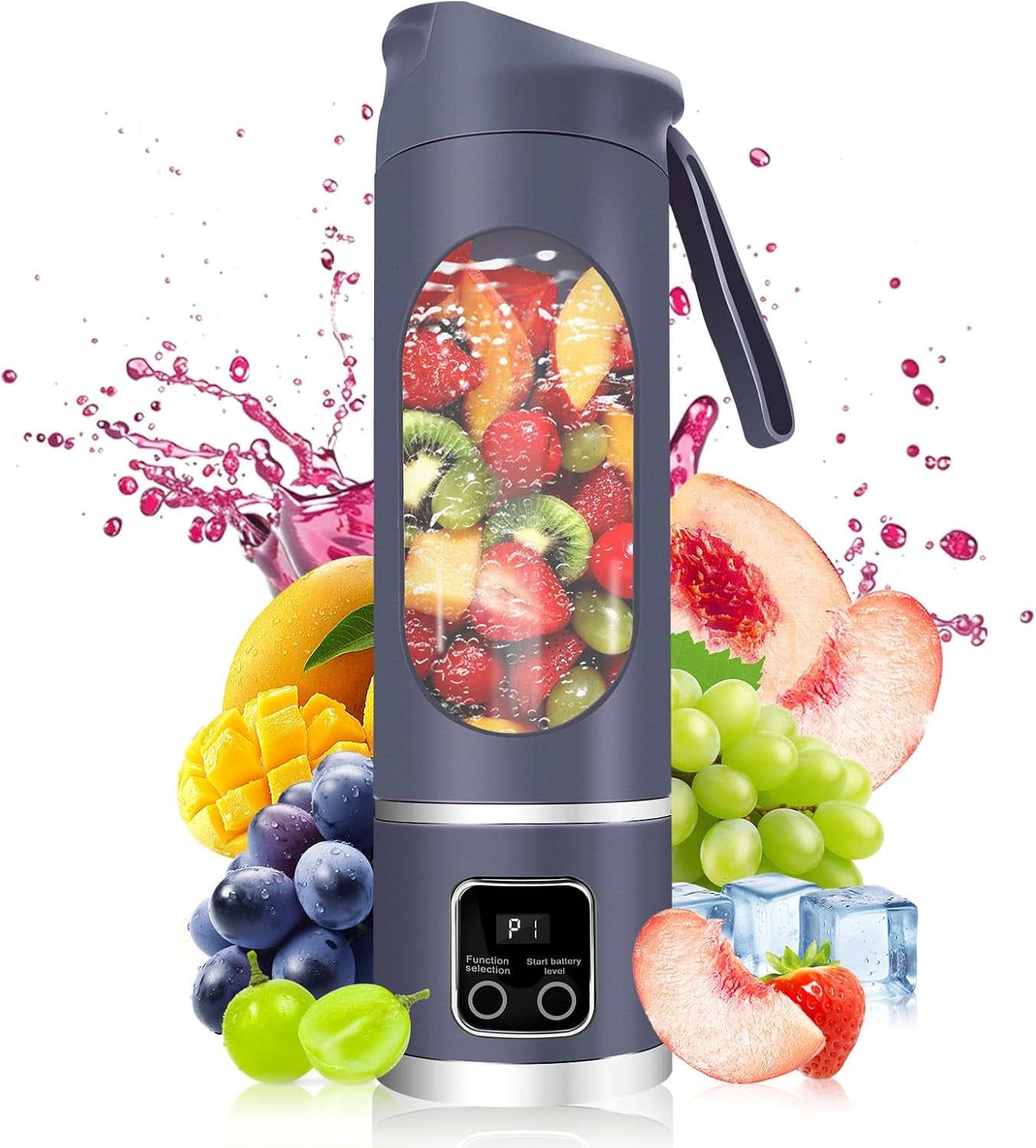 Portable Blender Personal Electric USB，500ML Portable Juicer Shakes and Smoothies Blender，Small Blenders，Mixing，Compact、Convenient and Versatile (Purple)