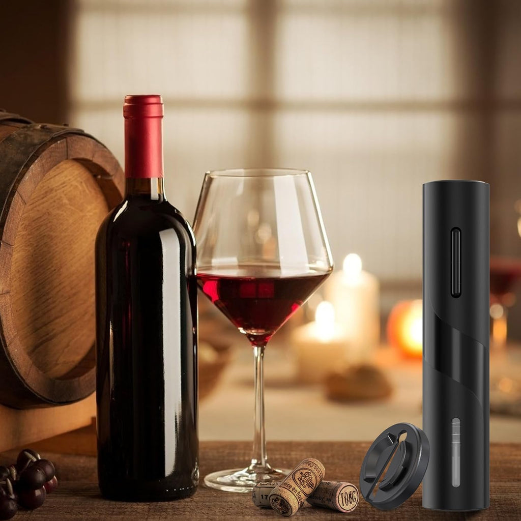 Electric Wine Opener, Battery Operated Wine Bottle Openers with Foil Cutter, One-Click Button Corkscrew Remover for Home Kitchen Party Wedding
