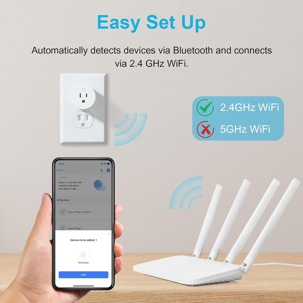 Smart Plug, Smart Home Wifi Outlet Works with Alexa & Google Home, Smart Socket with Remote Control & Timer Function, 2.4Ghz Wifi Only, 4 Packs