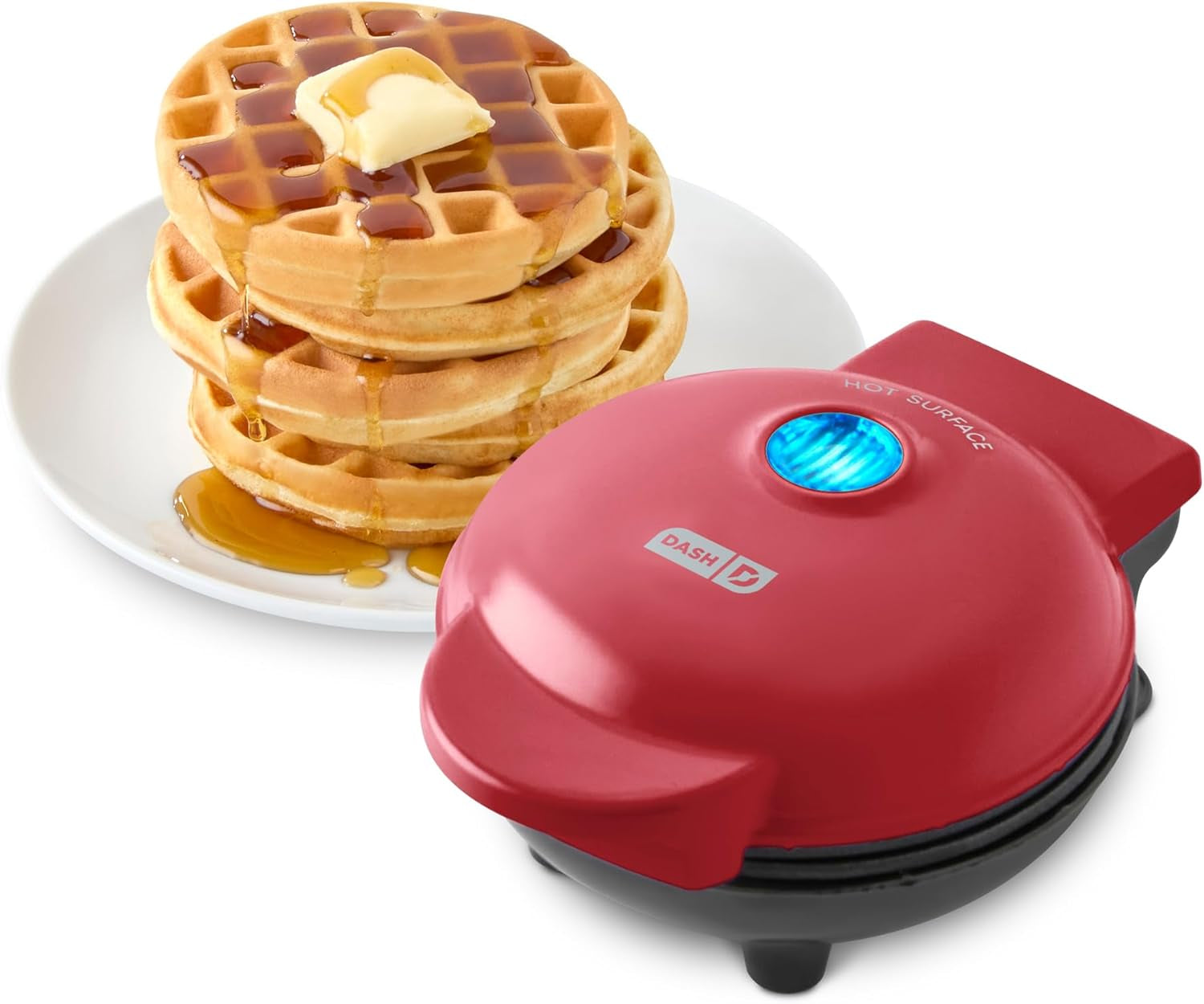 Mini Waffle Maker - 4” Waffle Mold, Nonstick Waffle Iron with Quick Heat-Up, PTFE Nonstick Surface - Perfect Mini Waffle Maker for Kids and Families, Just Add Batter (Aqua)