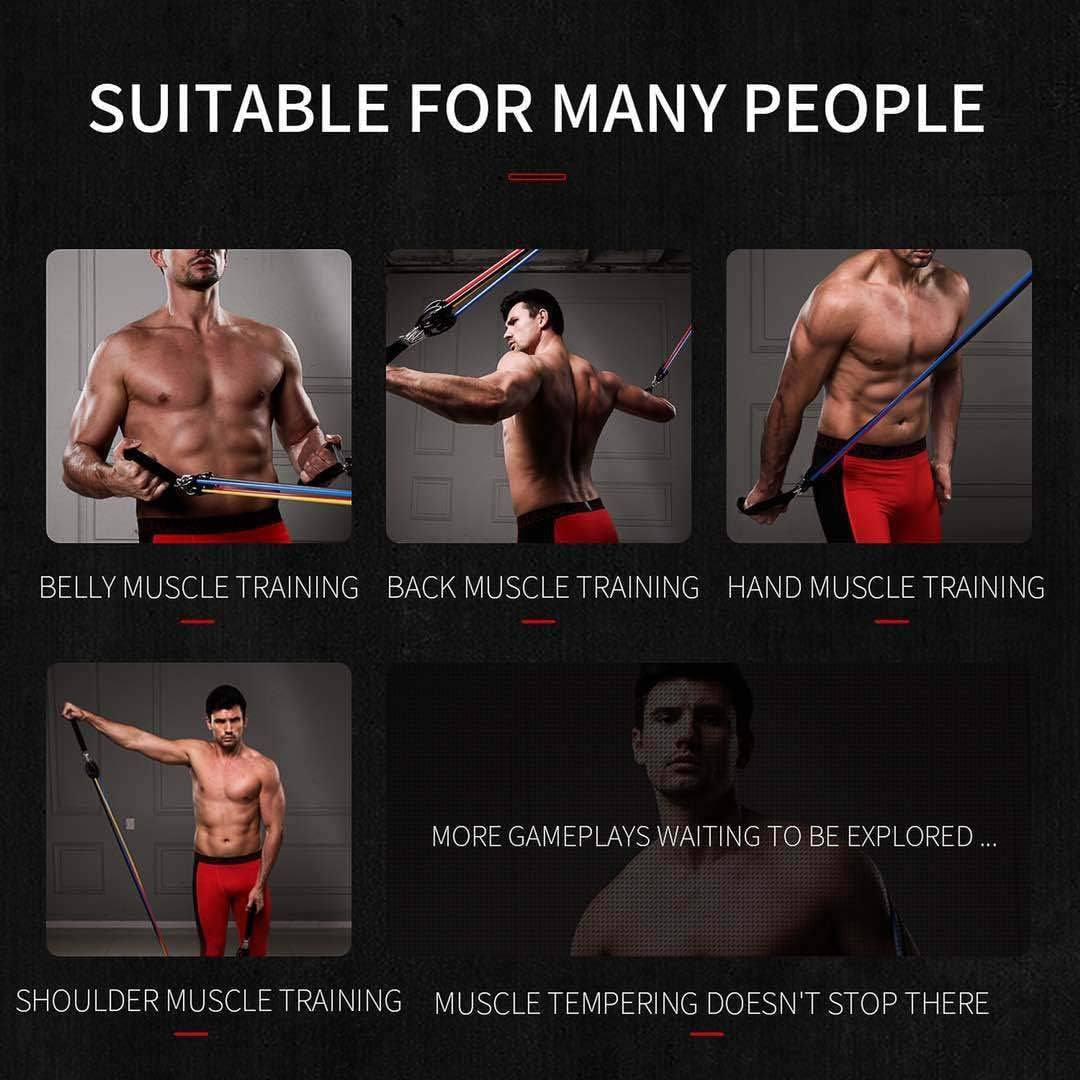 Resistance Bands Set (11 PCS) Portable Home Gym Accessories - Stackable up to 150 Lbs,Exercise with Door Anchor, Handles, Carry Bag, Legs Ankle Straps for Training, Workouts