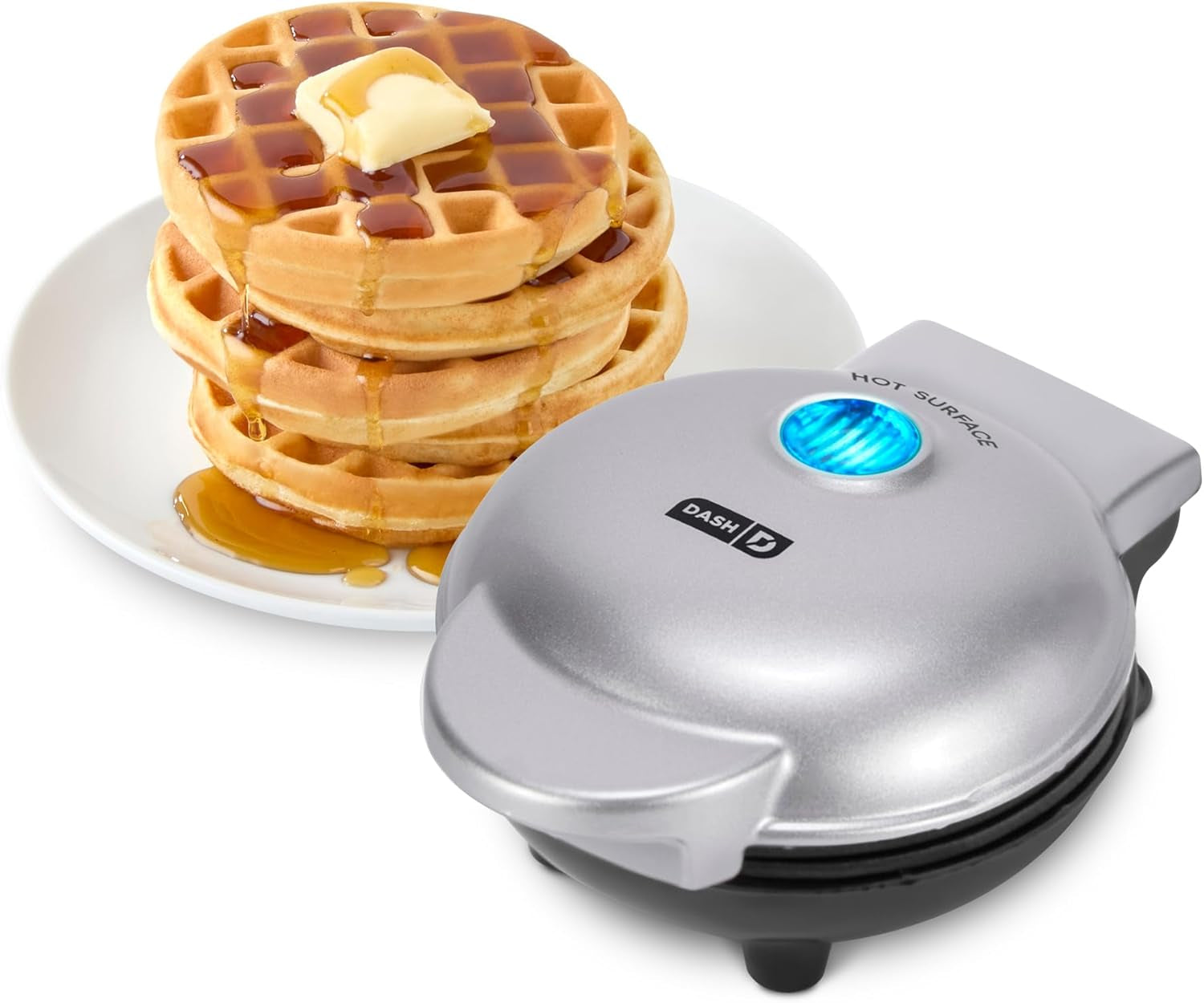Mini Waffle Maker - 4” Waffle Mold, Nonstick Waffle Iron with Quick Heat-Up, PTFE Nonstick Surface - Perfect Mini Waffle Maker for Kids and Families, Just Add Batter (Aqua)